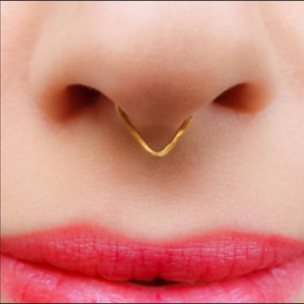 3 x gold triangle septum ring hoop hammered flattened 20G 18G 16G Piercings
